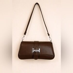 Brown Leather with silver hardware Shoulder Bag